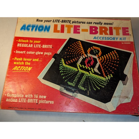 Vintage 1967 Lite Brite Lot Hasbro Hassenfield Bros. Pegs Sheets Extra's - Picture 15 of 15